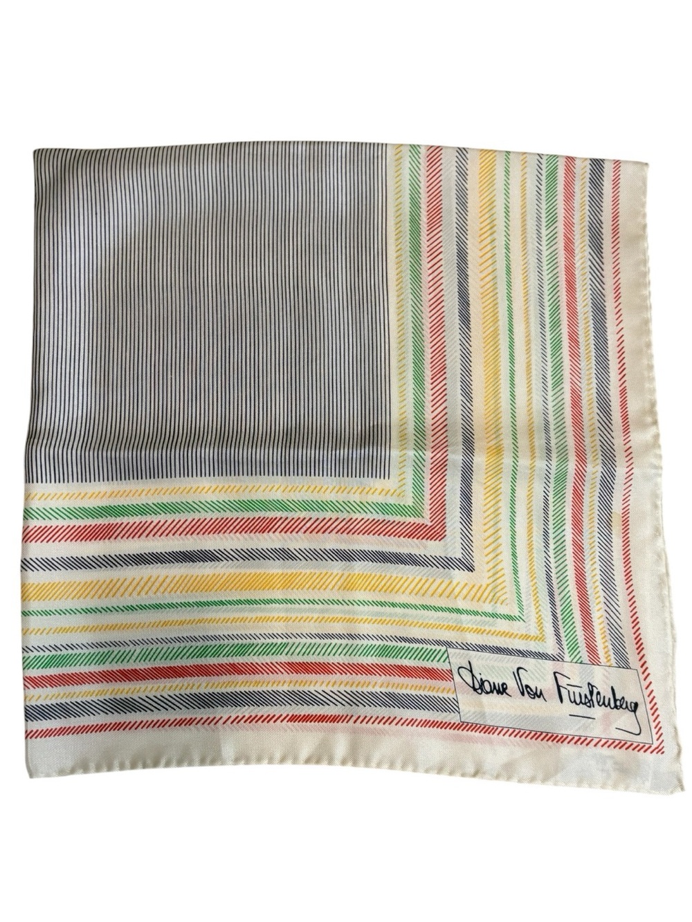 Diane von Furstenberg Multicolor Striped Silk Pocket Square